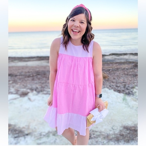 Duffield Lane Dresses & Skirts - Duffield Lane Adele pink striped cotton dress sleeveless size XL